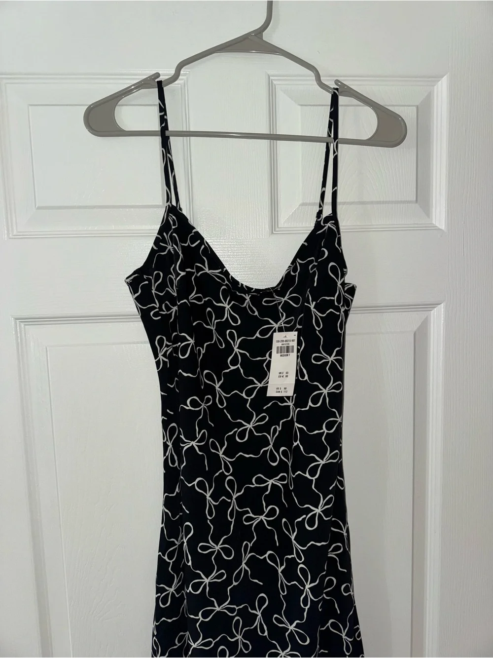 Abercrombie & Fitch Black Maxi Slip Dress with White Bow Print (Medium Long)